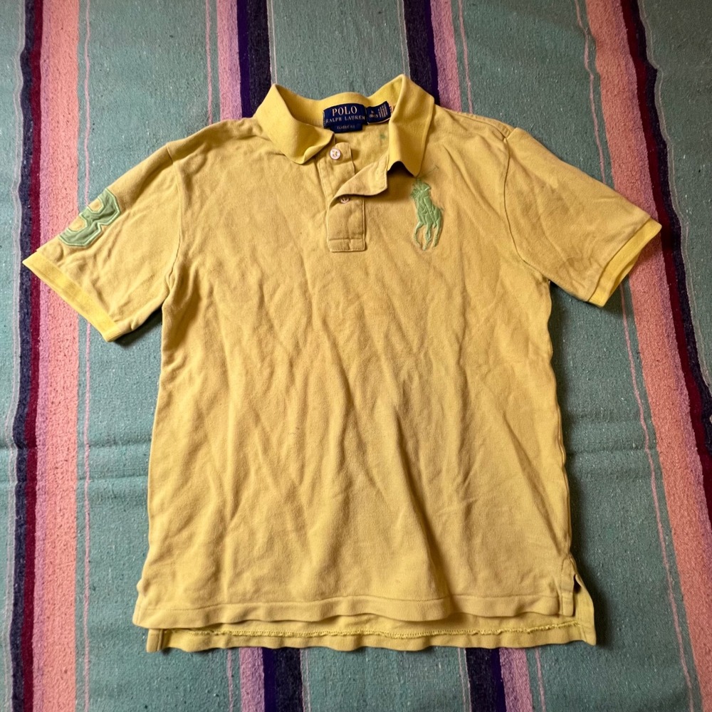 Polo Ralph Lauren Polo Shirt Boys M 10-12 Yellow Big Pony Short Sleeve Cotton